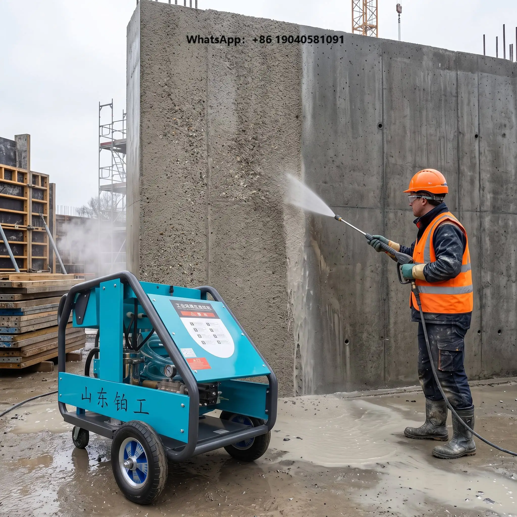Industrial High Pressure Washer 500 Bar 7250 PSI Concrete Wall Roughening Machine Surface Preparation for Coating Tile Bonding