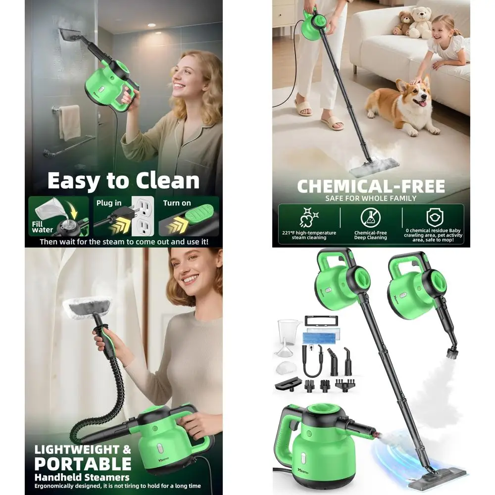 

Многофункциональная паровая швабра со съемным ручным очистителем, 12 насадок, быстрый нагрев, 221 ° Пароочиститель для пола F, бак на 320 мл для F