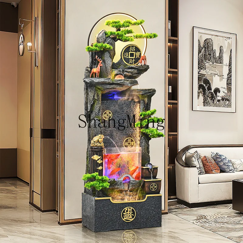 

ZYY Chinese floor-to-ceiling rockery fish tank flowing water ornament, living room view entrance lucky decoration