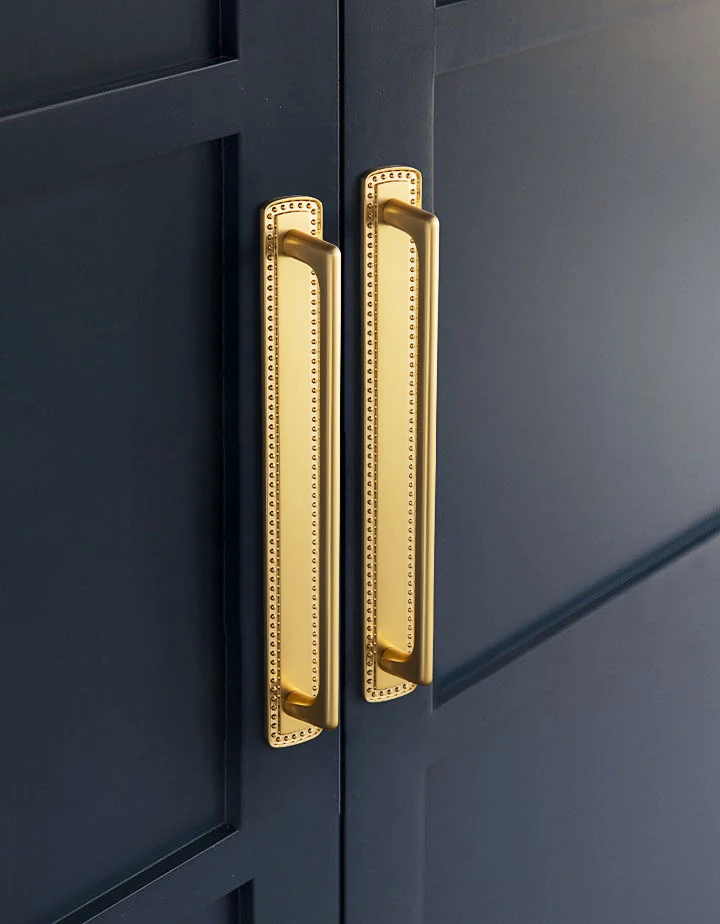 Goo-Ki Gagang Kabinet Emas Berpola dengan Pelat Belakang, Jarak Lubang 5''(128MM) Paduan Seng Gagang dan Kenop Kabinet Kuningan Antik