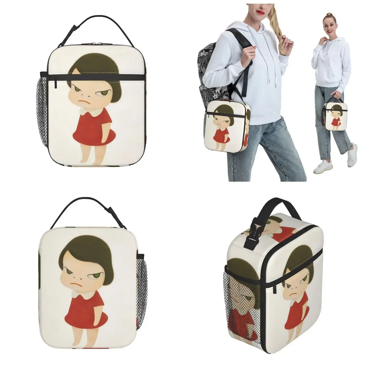 Yoshitomo Nara Insulated Lunch Bag Thermal Bag Reusable Leakproof Tote Lunch Box Bento Pouch Beach Travel