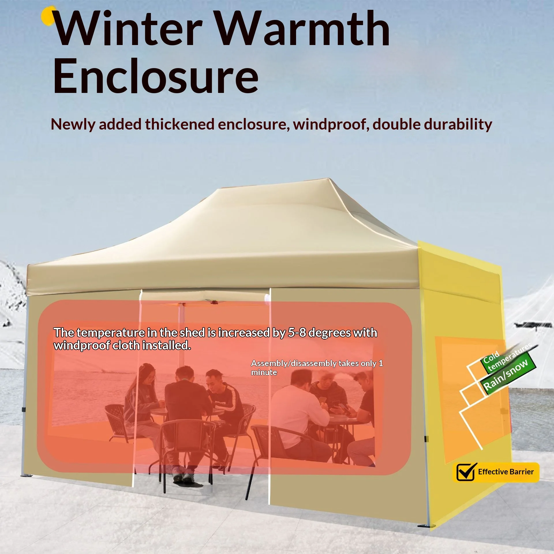 Four-legged Transparent Canopy for Outdoor Stalls Large Umbrella Sun protection Rainproof Tent Winter Night Markets