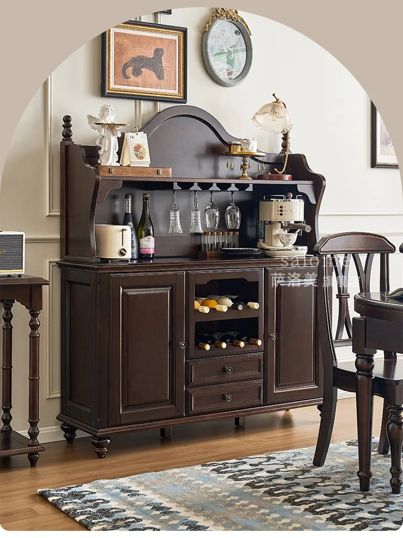 

PYH solid wood dining side cabinet against the wall integrated locker retro restaurant household cupboard