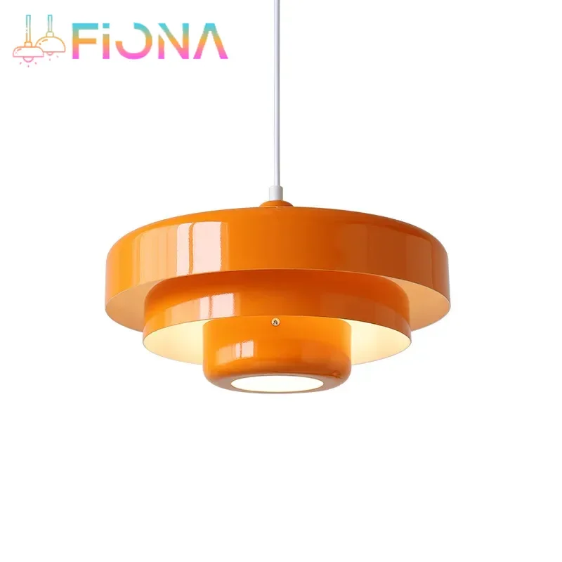‌Medieval Style Wrought Iron LED Chandelier Orange Pendant Lamp for Cafe Restaurant Bar Ceiling Vintage Home Decor Lighting