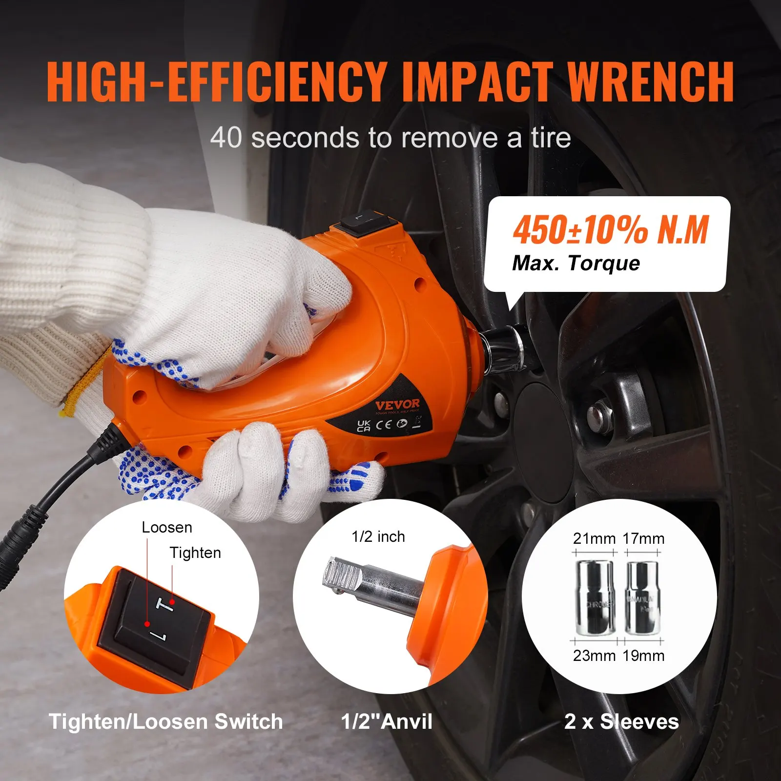 VEVOR Electric Car Jack, 5 Ton/11023 LBS Hydraulic Jack Lift with Electric Impact Wrench, Built-in Inflatable Pump