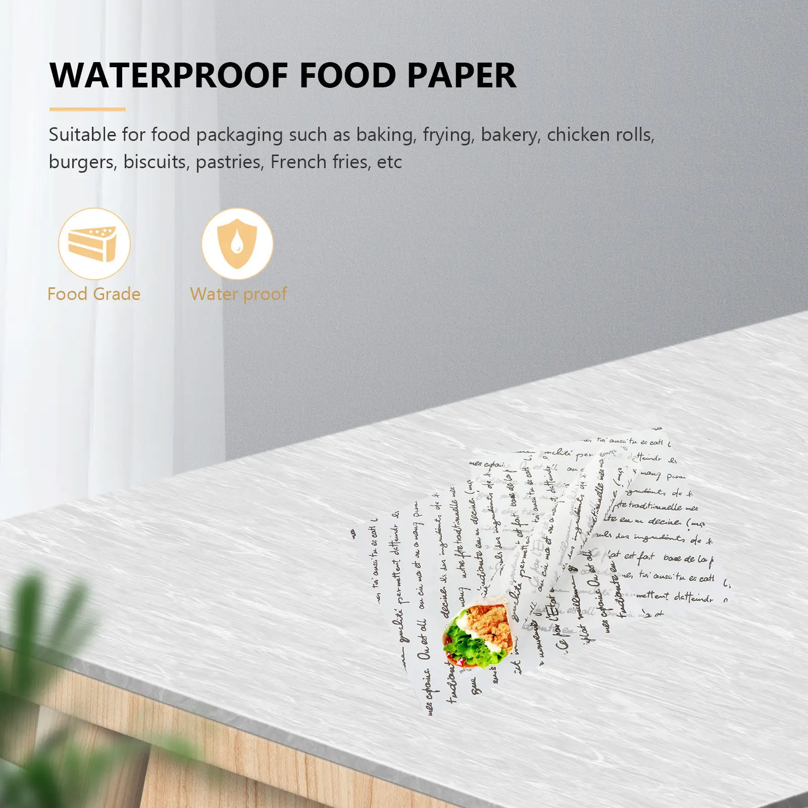 50Sheets Oilproof Packaging Paper Retro Waterproof Food Wrapping Paper 25x25cm Exquisite Flower Gift DIY Craft Packaging