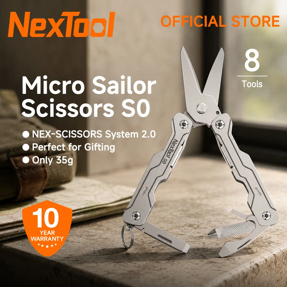 NexTool Micro Sailor Scissors S0 8-in-1 Multitool Folding Scissors Keychain EDC Portable Pocket Screwdriver And Daily Life Tools