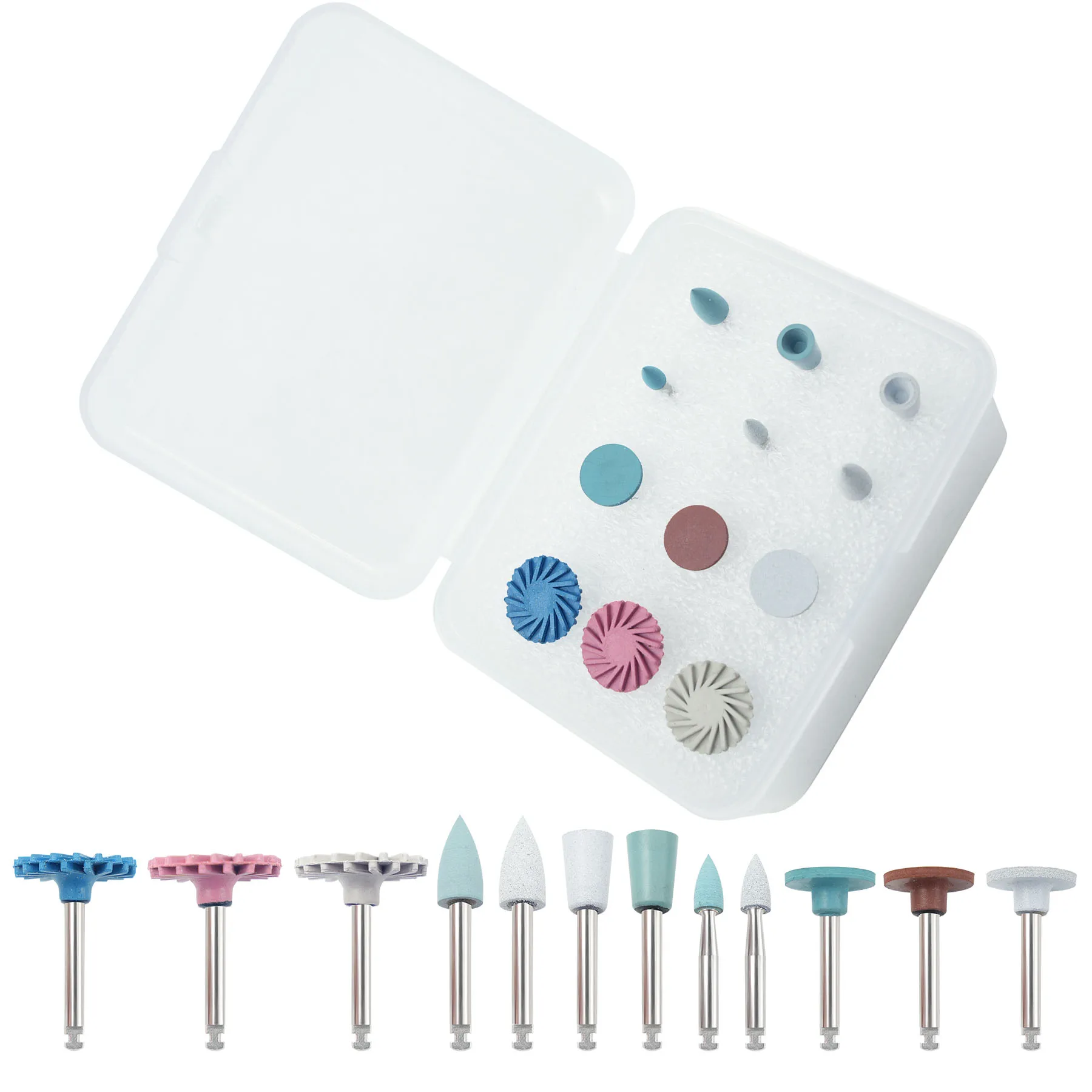 

12 шт., стоматологический полировальный круг из резиновой смолы RA Pk004, набор спиралей для шлифовки и отделки композитной смолы, стоматологические инструменты