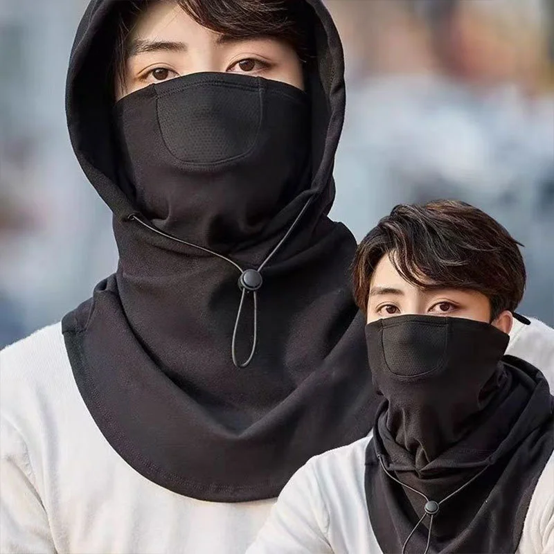 Winter Windproof Fleece Lined Integrated Face Mask Neck Warmer Hat for Cycling Cold Weather Use for Men and Women