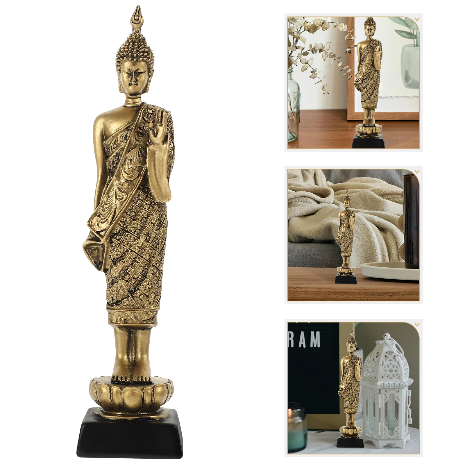 

Buddha Statue Resin Craft Home Temple Decor Small Vintage Indoor Desktop Figurine Gift Retro Art Piece Space Saving