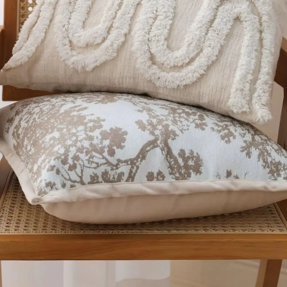 

Brown Coffee Pillow Covers Nordic Style Jacquard Pattern Pillow Case Light Luxury Retro Khaki Sofa Pillowcase Living Room