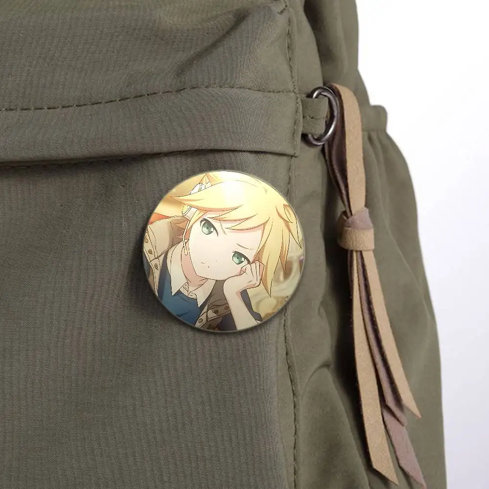 K-Kagamine-Len Badges broches rondes de dessin animé broches faites à la main pour sac à dos bijoux accessoires cadeaux Badge S