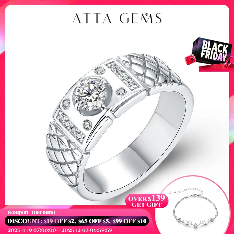 

Классическое кольцо из муассанита ATTAGEMS 2022 для мужчин, обручальное кольцо с бриллиантом диаметром 0,5 карата, серебряное ювелирное изделие, обручальное кольцо для свадьбы