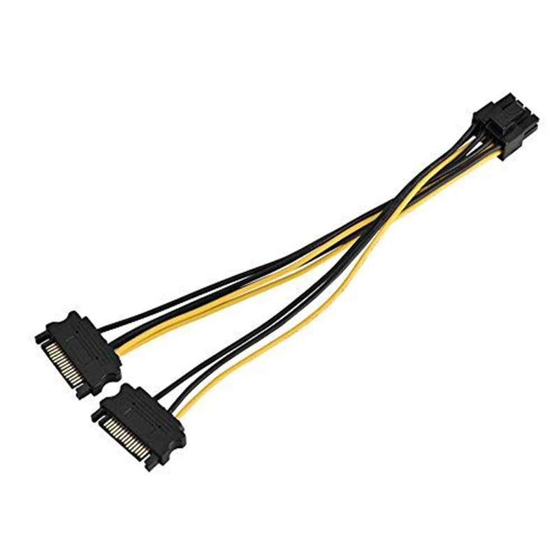 Dual SATA To PCI-E Power Cable 15Pin SATA To 8 Pin Video Card Power Wire