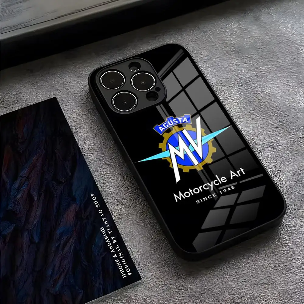 

Motorcycle MVAgustas Phone Case For IPhone 15 Pro Max 14 Pro 12 11 13 Mini X XR XS 8 7 Plus SE Tempered Glass Back Cover