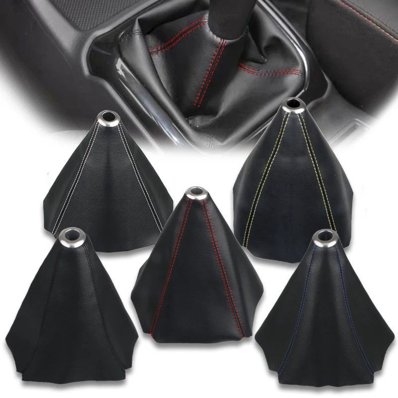 Accessori per auto JDM Racing Car pomello del cambio coperchio del bagagliaio collare copertura della leva del cambio in pelle con linea rossa per