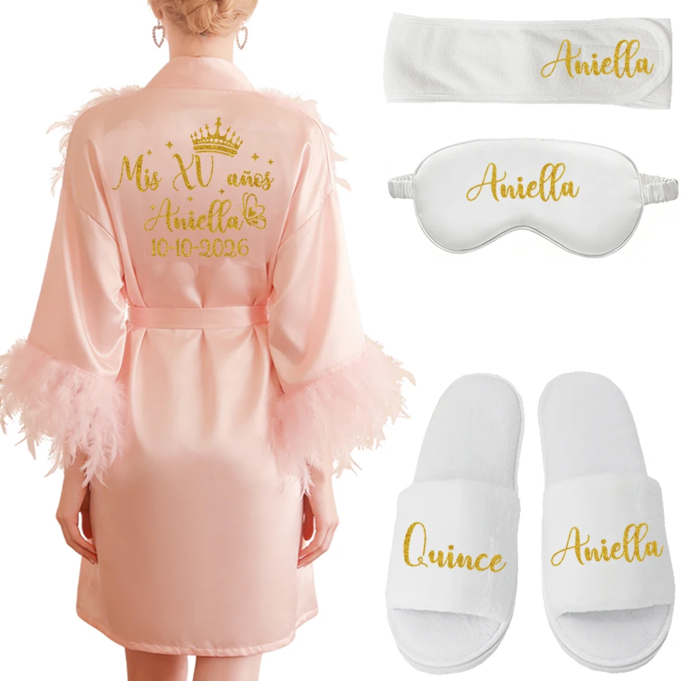 

Personalized Name Date Gown Bride Wedding Bathrobe Bridal Robe Bride Bridesmaid Wedding Robes Woman Bachelorette Hen Party