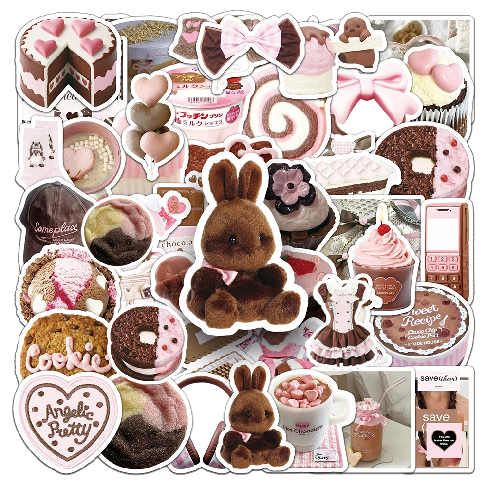 10/30/50pcs Ins Style Pink Brown Graffiti Stickers Cute Aesthetic Sticker Decoration Luggage Guitar Phone Fridge Girl Decals Toy