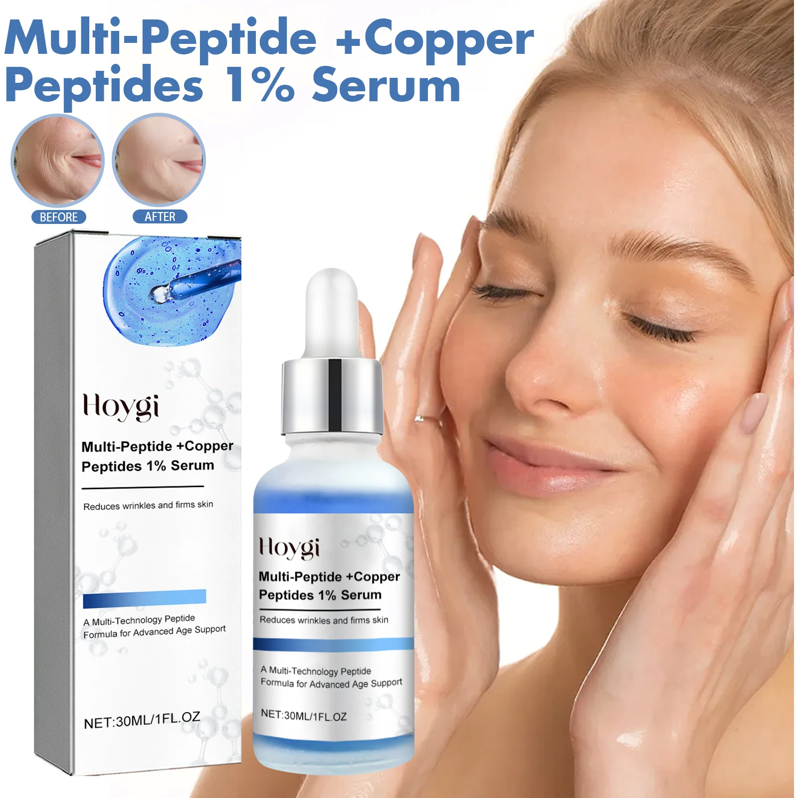 Suero Antienvejecimiento Multipéptido - Matrixyl 3000 y Péptido de Cobre para Reparación Profunda de Arrugas, Reafirmación y Tonificación de la Piel, Esencia Facial