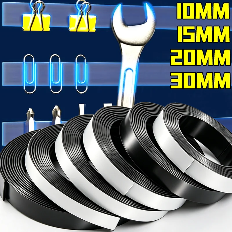 10/20/30mm Magnetic Tape Roll Flexible Magnet Strip with Adhesive Backing Fridge Wall DIY Photo Poster Fixing Magnetic Tape