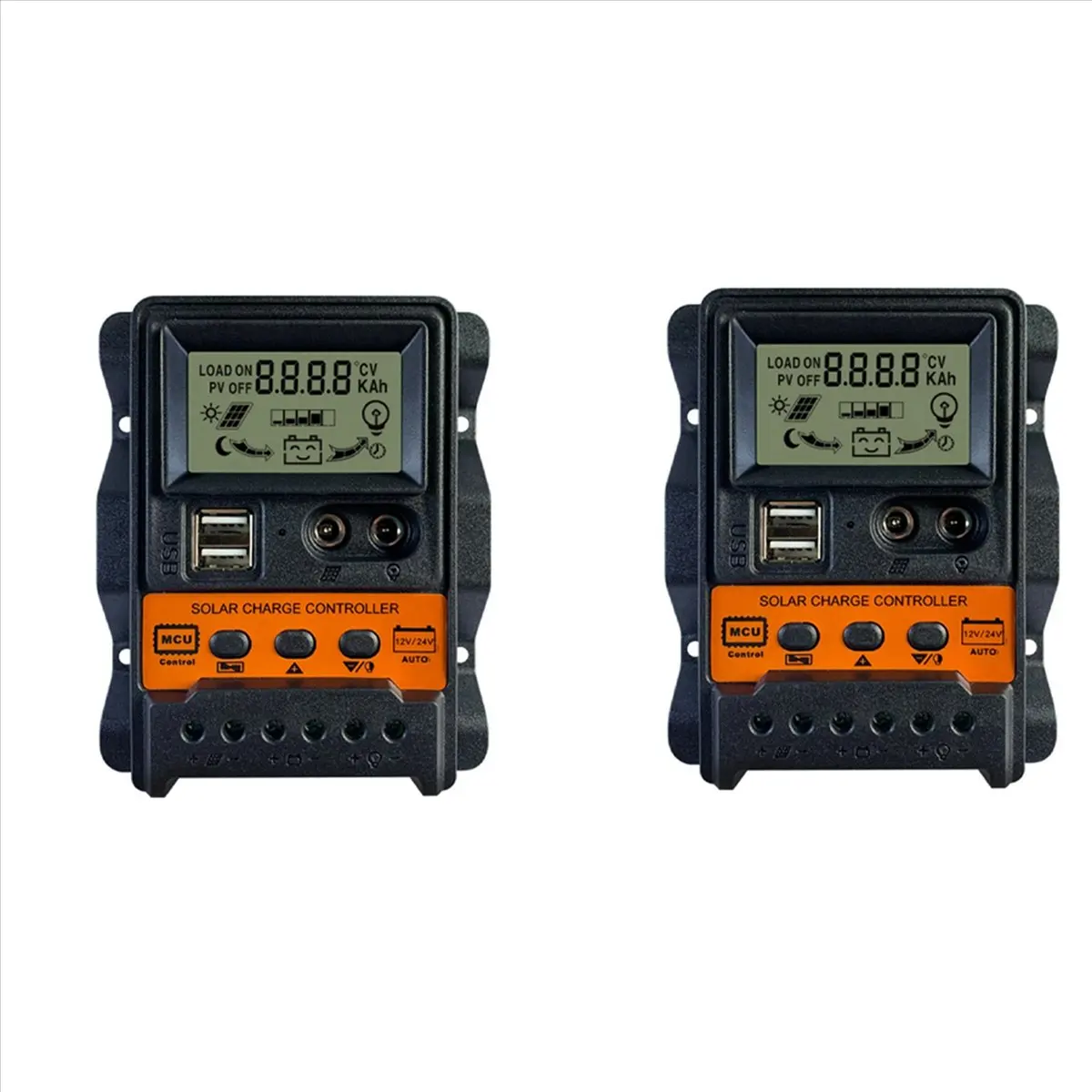 2X 30A Solar Charge Controller 12V24V Solar Panel Battery Controller Regulator Auto 2 USB LCD Display Load Discharger