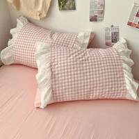3 Piece Sheet Set  pink plaid duvet cover Set ， comfortable Bedding Set Bedspread for All Season 6