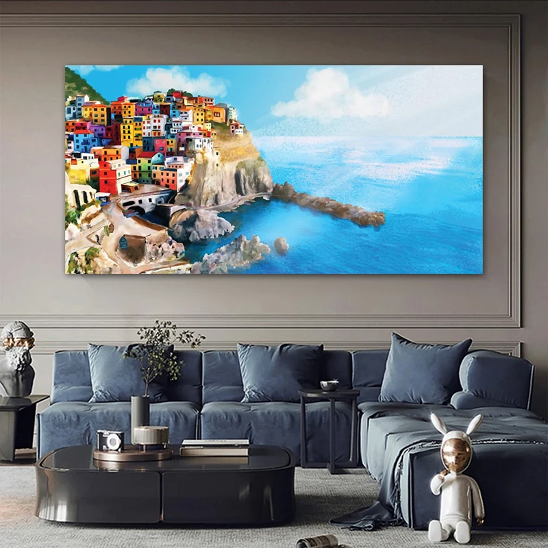 Nordic Landscape Posters Canvas Painting Italy Village Pictures Wall Art For Living Room Modern Home Decor Terre Cinque Cuadros