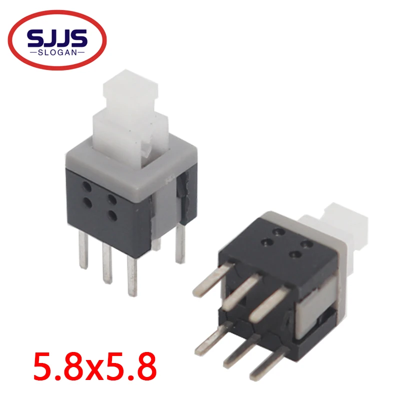 【50-5PCS】10Pcs/20pcs 6 pin Button switch 6-pin-switch 5.8*5.8MM Double-row Self Locking Switches 5.8X5.8mm Key switch