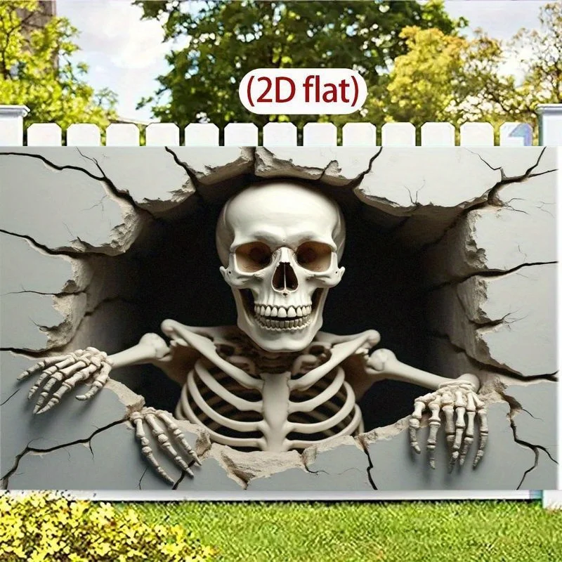 1 زخرفة كسر جدار جمجمة الهالوين - كسارة حائط زاحفة مصنوعة من البوليستر، مثالية لحفلات الهالوين #4