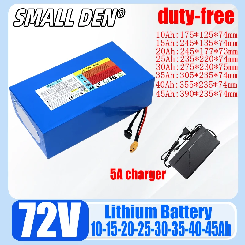 New 72V 10Ah 15Ah 20Ah 25Ah 30Ah 35Ah 40Ah 45Ah 21700 lithium battery pack 20S2P-9P 0-3500W high-power 84V battery with BMS