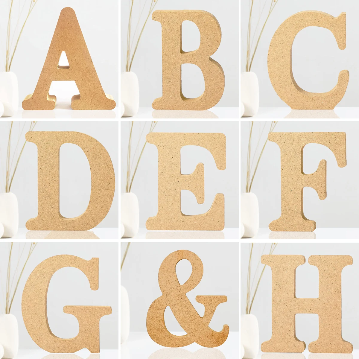 6 Inch Designable Wood Letters Unfinished Wood Letters for Wall Decor Decorative Standing Letters Slices Sign Board Decoration f