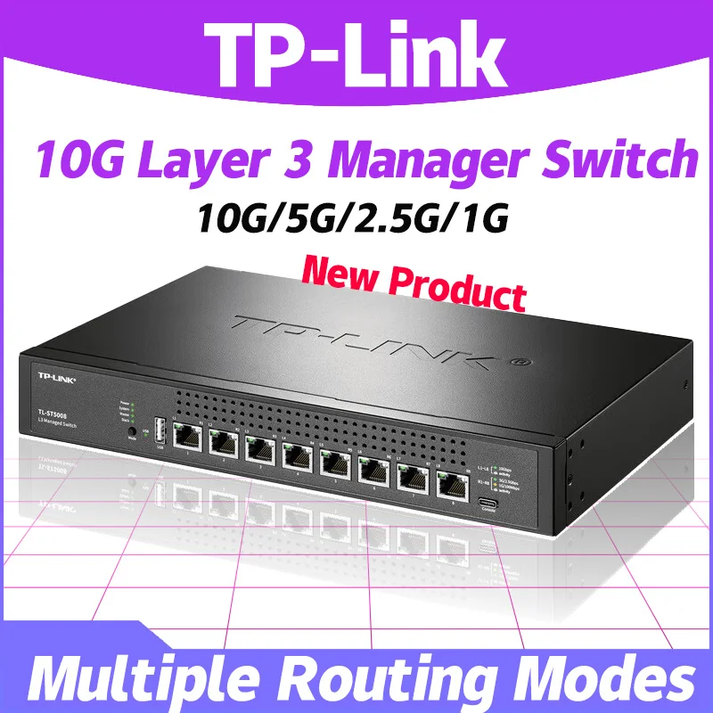 TP-LINK 10G High-speed VLAN Isolated Network Splitter Port Aggregation Monitoring Core Layer 3 Web Management Switch TL-ST5008