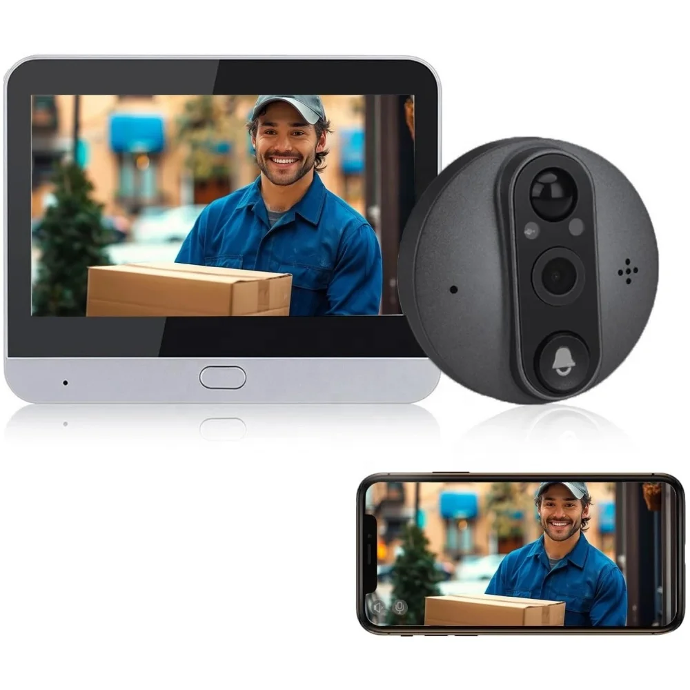 

SLS Tuya WiFi 4.3 Inch 1080P LCD Screen Peephole Camera for RV Instant Motion Detection Two-Way Audio