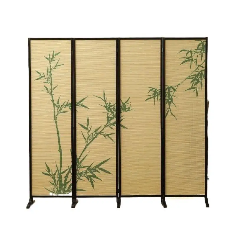 Screen bamboo tea room partition bamboo weaving living room bamboo shadow folding solid wood screen partition living
