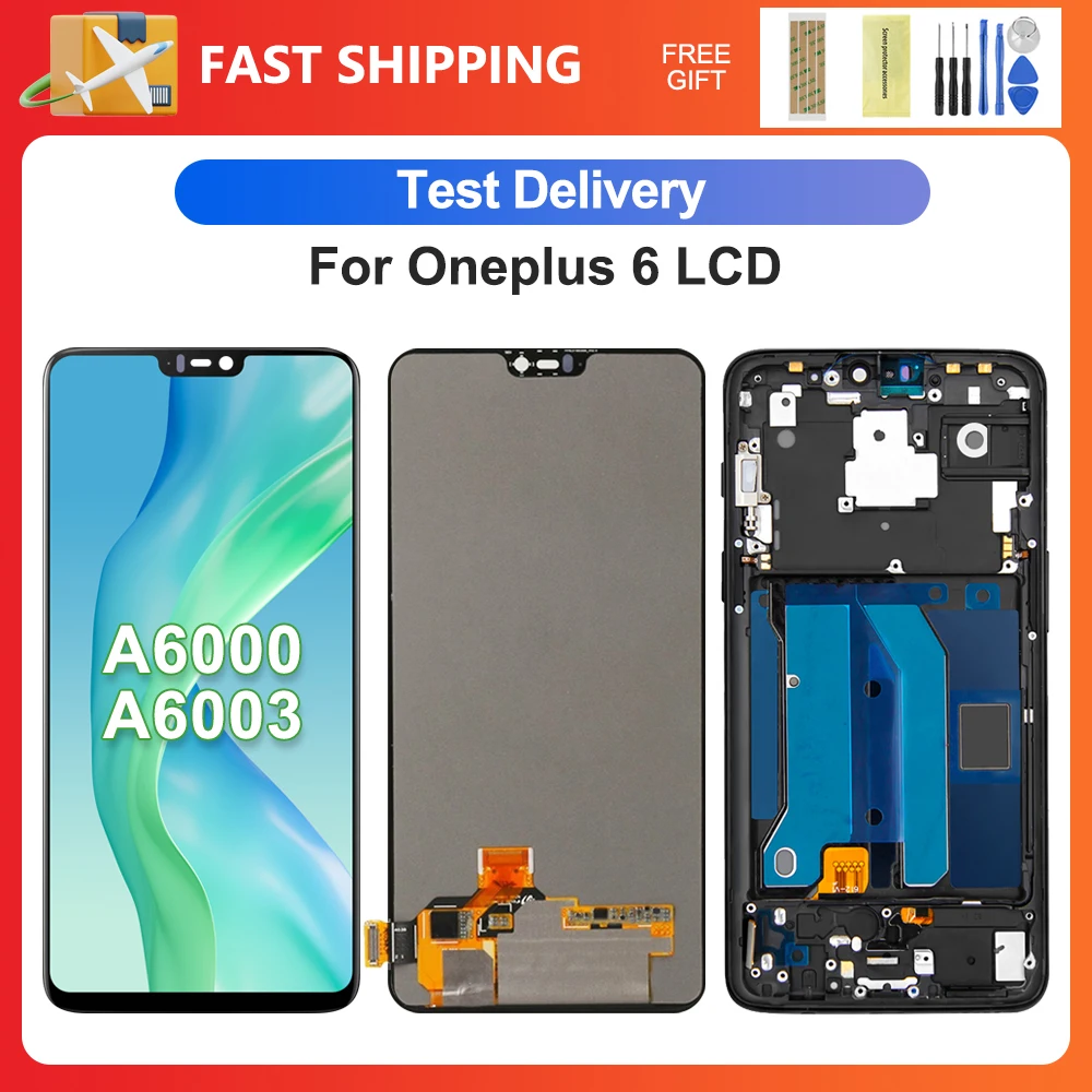 For OnePlus 6 6.28\'\'For  1+6 A6000 A6003 LCD Display Touch Screen Digitizer Assembly Replacement