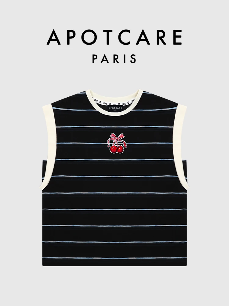 

New Arrival APOTCARE Official Website Cherry Fruit round Ne Svel T-irt Women Summer Top Cotton Polyester Blend