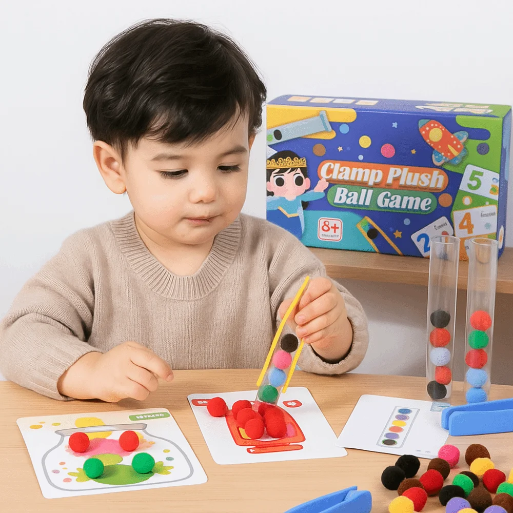 Zabawki Montessori: spinacz do papieru, pluszowa kula, puzzle do sortowania kolorów, zabawki edukacyjne dla dzieci, wielofunkcyjne wzory