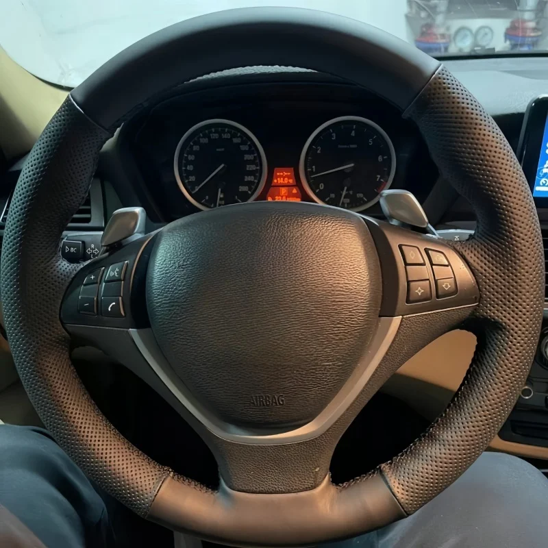 

Steering Wheel Cover Faux Leather Breathable For BMW X5 E70 2006-2013 X6 E71 2008-2014 E72 Braiding Cover For BMW Steering Wheel