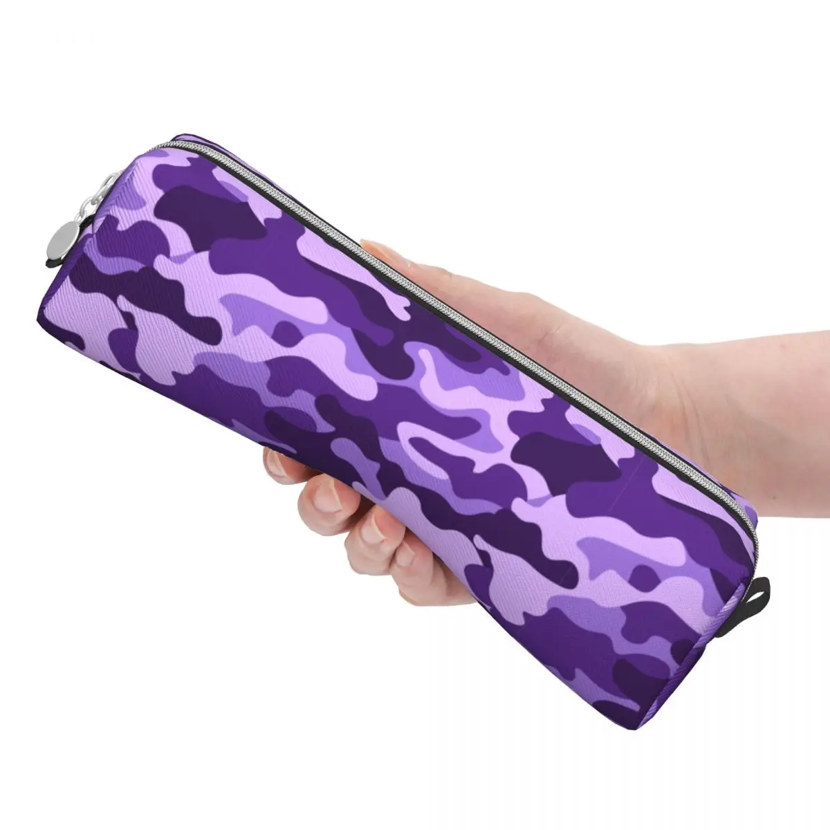 Purple Military Camouflage Pencil Case New Camo Print Pen Holder Bags Girl Boy Big Capacity Office Zipper Pencil Pouch