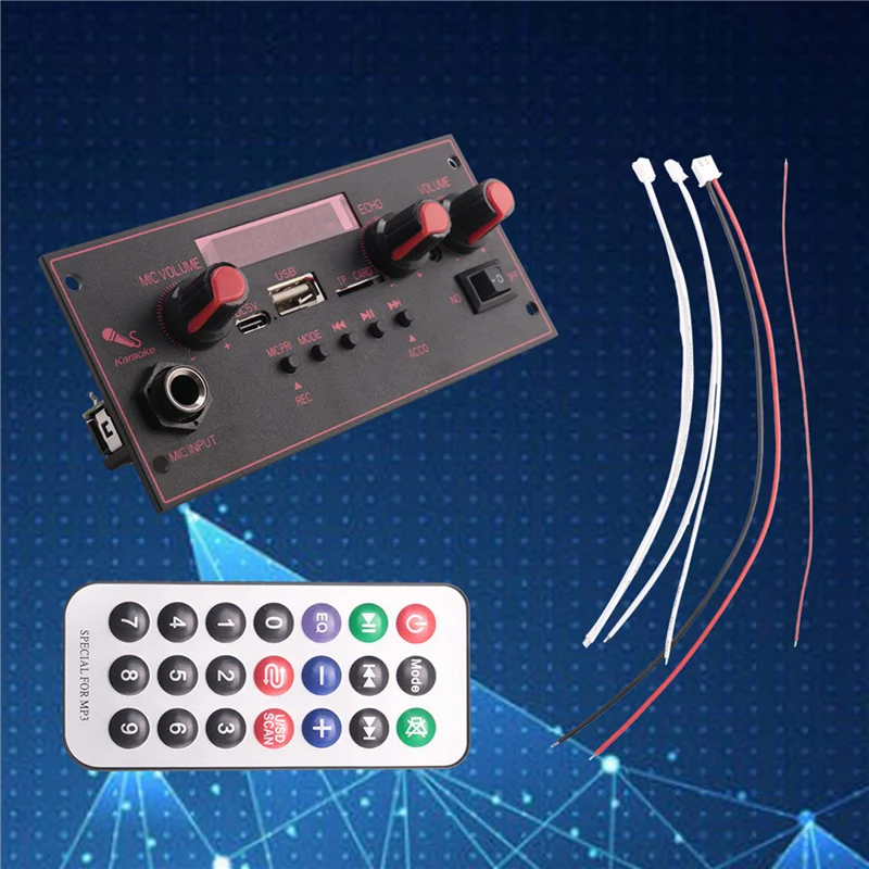 ELECT-2X Amplifier Board 2 X 10W Bluetooth Mp3 Decoding Board Trolley Audio Player Car Bluetooth Module Accessories,B