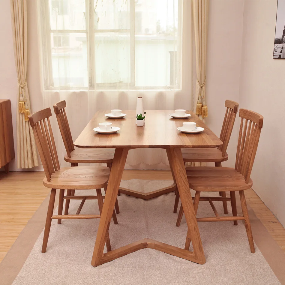 

Customizable Nordic pure solid wood dining table and chairs