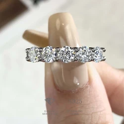 DW Real 1.5CT Eternity Band Moissanite Rings for Women Gift 925 Sterling Silver Brilliant Diamond Wedding Luxury Fine Jewelry