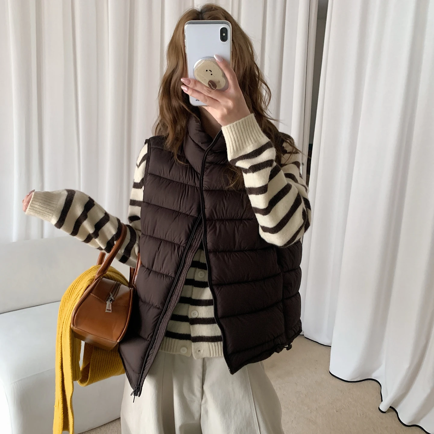 2026 Womens Winter Quilted Gilet Stand Collar Sleeveless Zip Closure Warm Lightweight Solid Color Casual Ladies Outer Garment