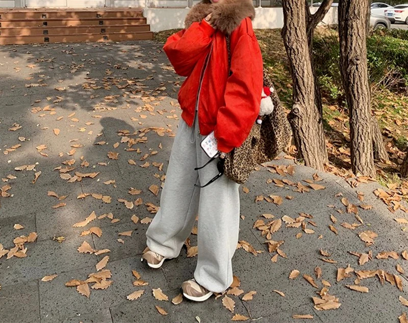 Fashionable Loose Casual Red Big Fur Collar Cotton Jacket for Women's Winter New Jacket Jacket 2025