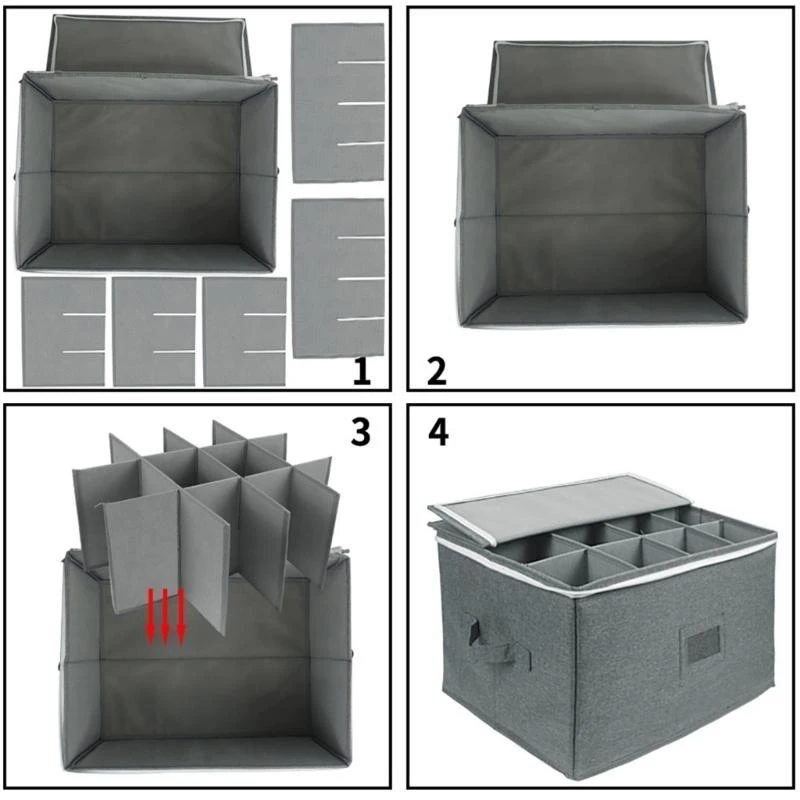 

Foldable Wine Glass Box Holds 12 Red White Champagne Glasses Holder Y5GB