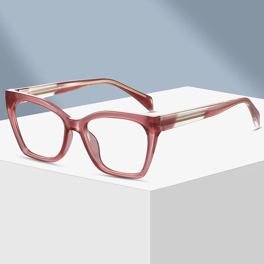 Cat Eye Large Frame Anti Blue Light Eyeglass Frames Women Trendy Full Rim Clear Lens Plain Optical Glasses For Daily Wear Gifts view 2