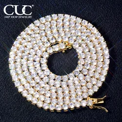 Gold Color Tennis Chain 4mm 5mm 6mm One Row Zircon Necklace Link For Men Women Hip Hop Jewelry