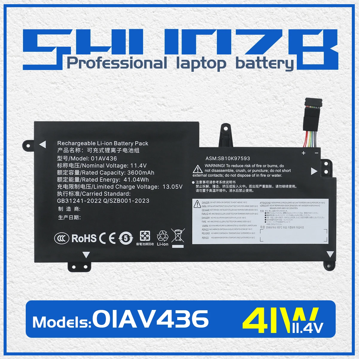 

SHUOZB 01AV436 01AV400 Laptop Battery For Lenovo 01AV401 01AV402 01AV435 01AV437 ThinkPad S2 Gen 13 Chromebook Series SB10K97593