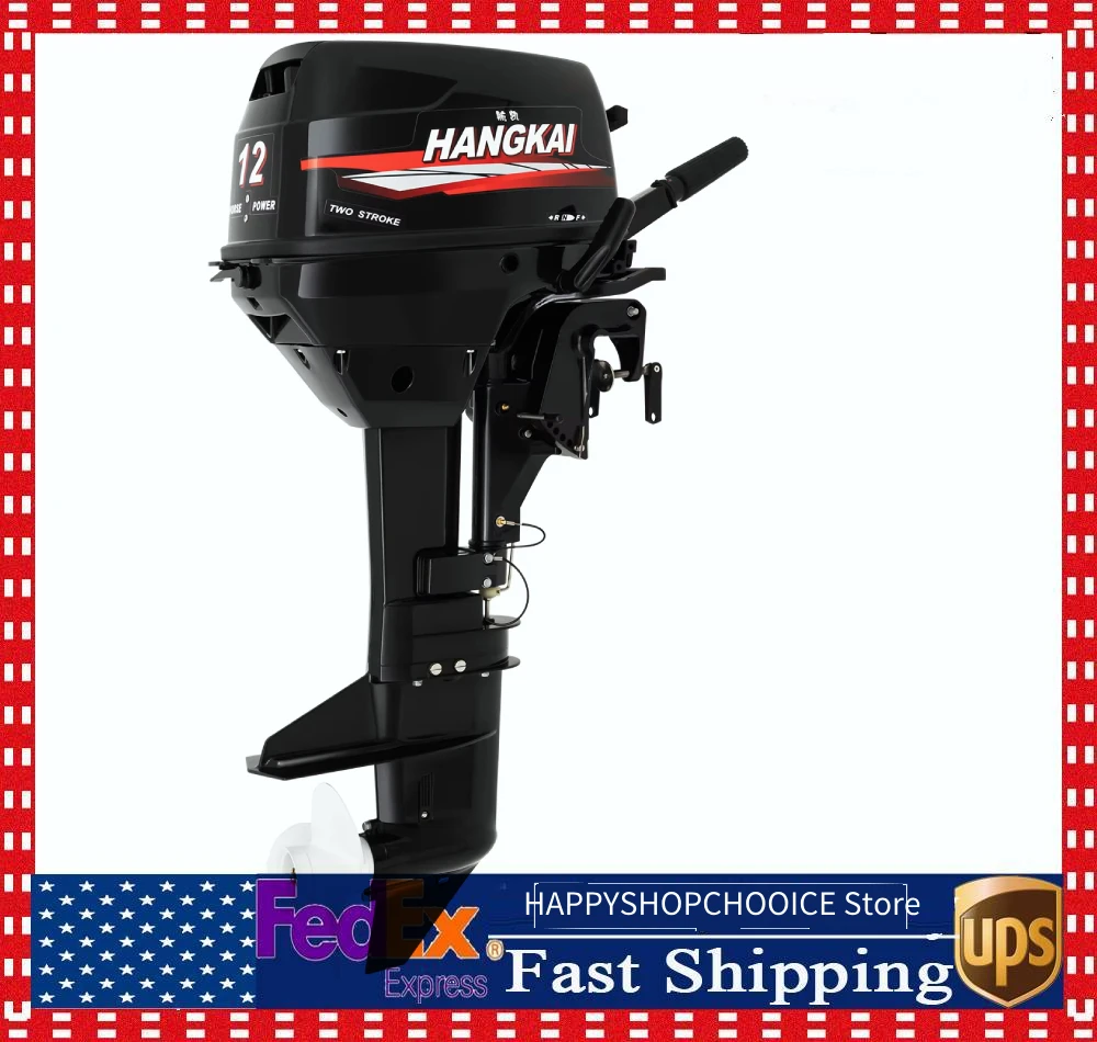 

12HP Outboard Engine With Oil Pipe Fuel Tank & Tool Kit Multi-gear Cruise Low Noise High Safety Low Fuel Consumption Black