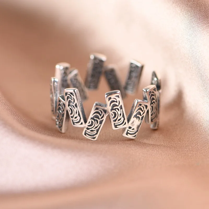 925 Sterling Silver Square Rune Aesthetic Rings For Women Gothic Rings Luxury Jewelry Elegant Accessories Prevent Allergy